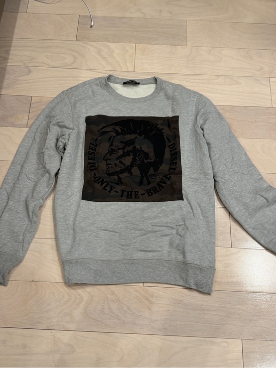 Diesel Other - Diesel Men's Gray Crewneck Sweatshirt with Black Graphic Sz XL
